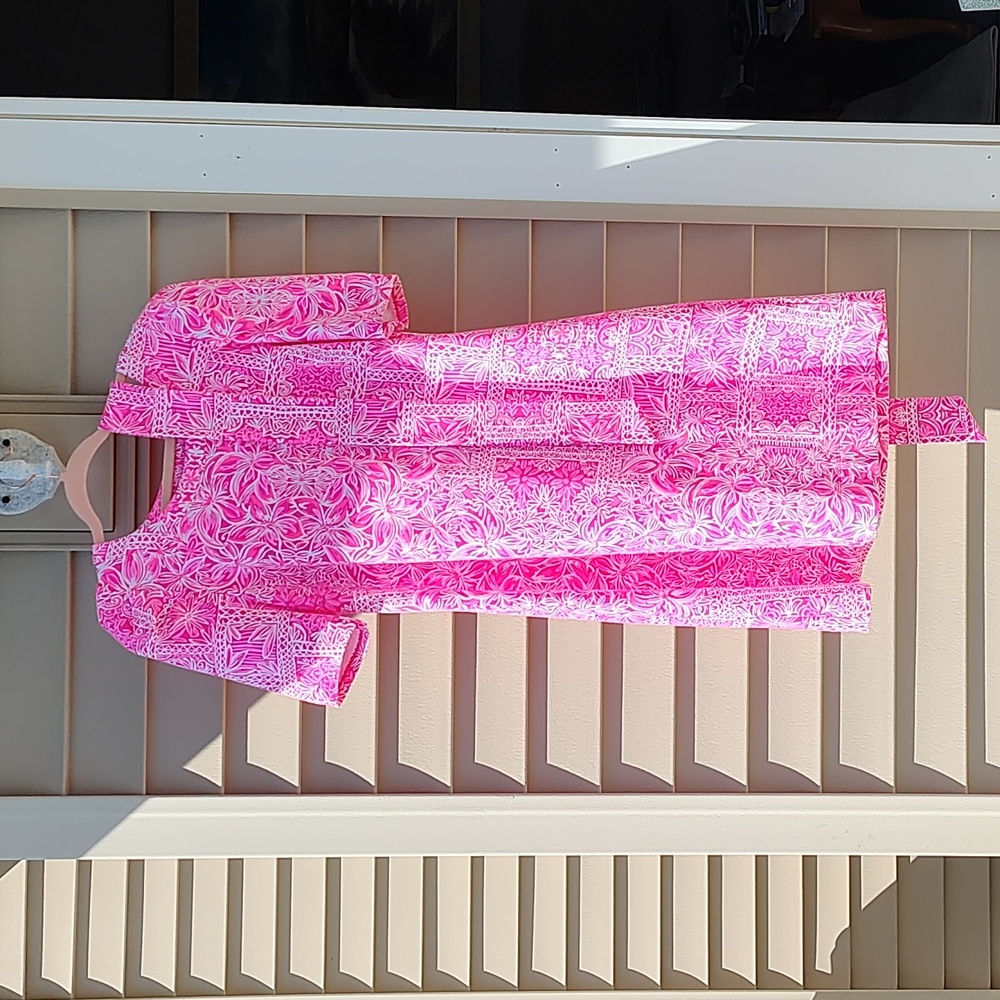 Euc Lilly Pulitzer Harriet dress w/belt in pinata pink.  Size Large